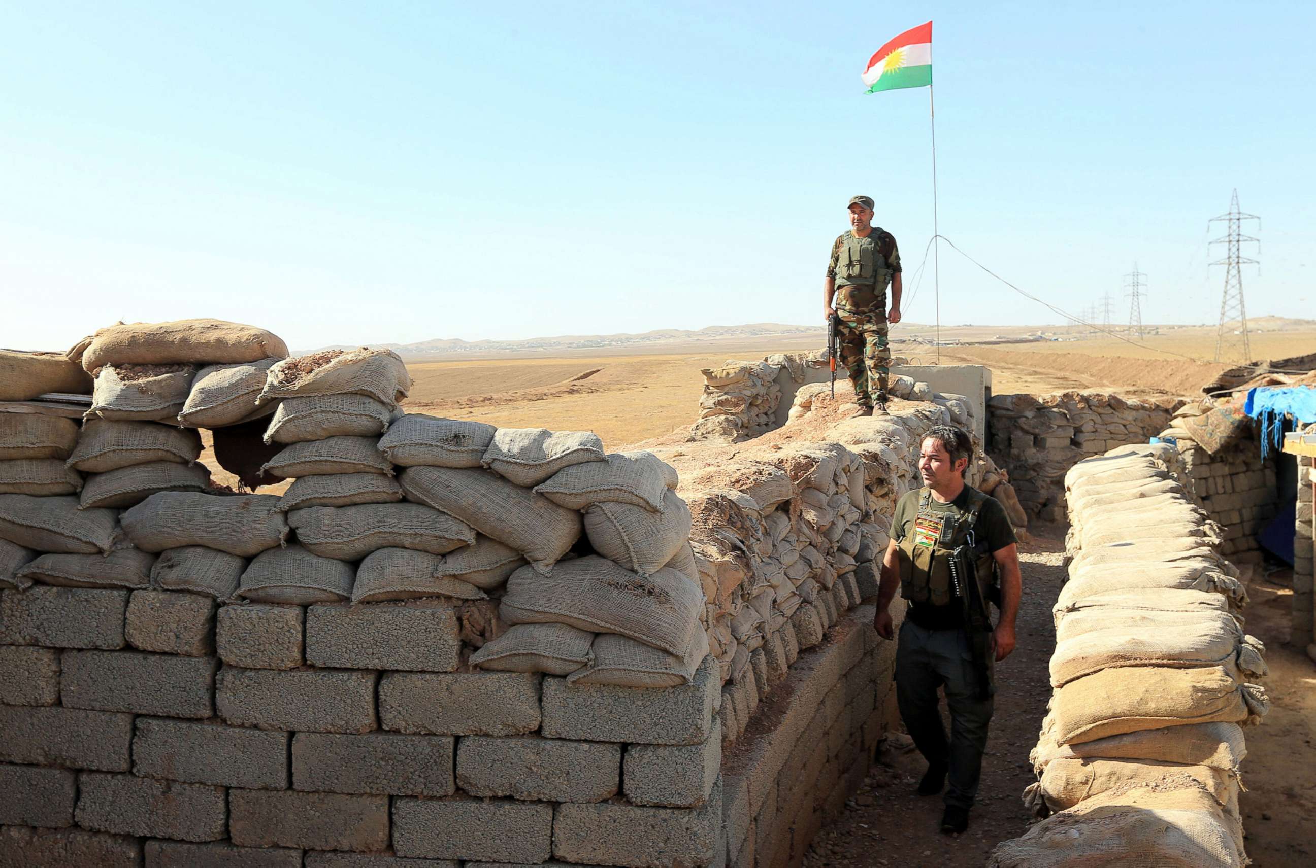 PHOTO: Kurdish Peshmerga fighters are seen in Karez area, west of Mosul, Iraq, Oct. 17, 2017.