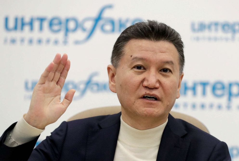 PHOTO: FIDE President Kirsan Ilyumzhinov gestures during a news briefing in Moscow, Russia, March 29, 2017.