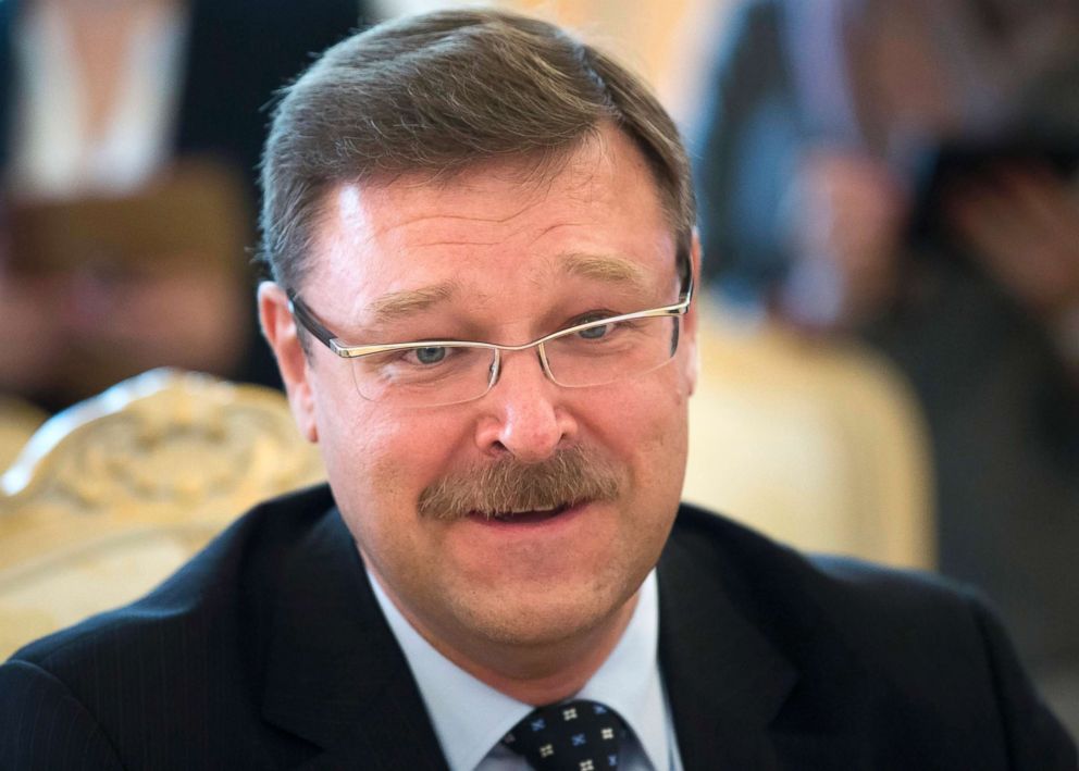 PHOTO: Konstantin Kosachev, head of a government agency in charge of relations with ex-Soviet nations, speaks at a news conference in Moscow, June 20, 2014.