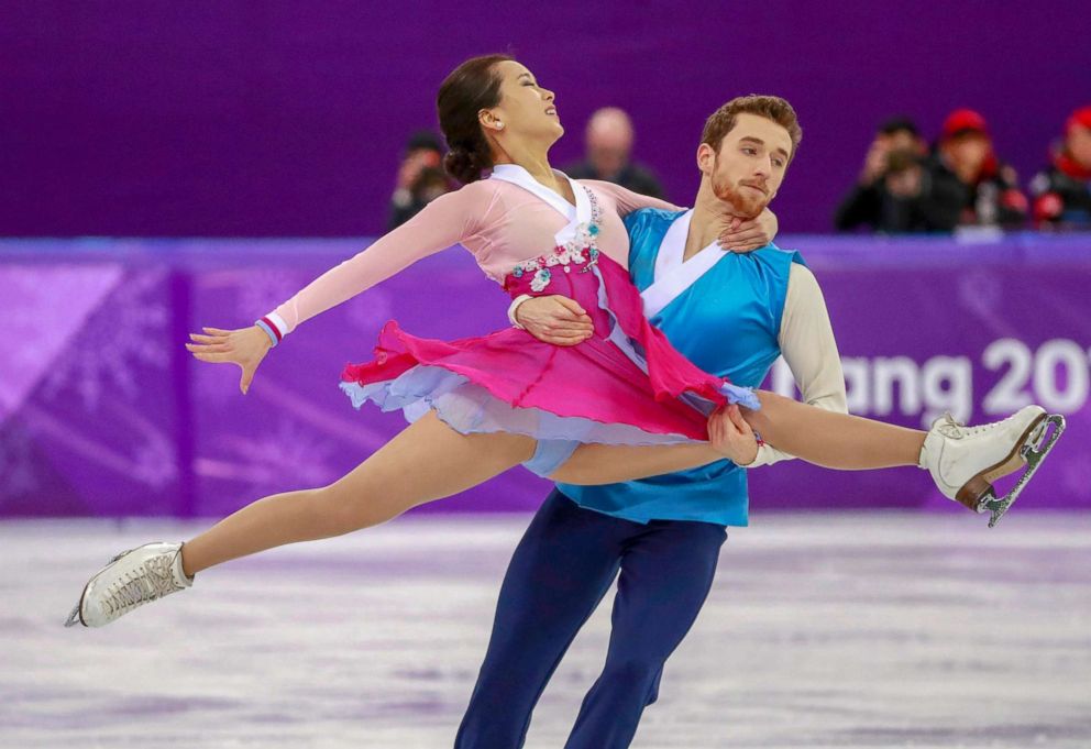 PHOTO: Min Yura and Alexander Gamelin of South Korea in action during the ice dance free dance of the Figure Skating competition, Feb. 20, 2018.