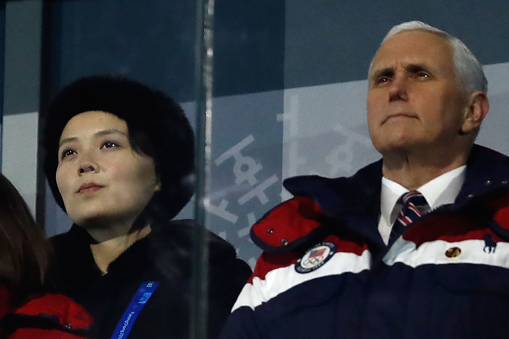 PHOTO: Vice President Mike Pence, right, and North Korea's Kim Yo-Jong, the sister to North Korea's leader, Kim Jong-Un, attend the opening ceremony of the Pyeongchang 2018 Winter Olympic Games, Feb. 9, 2018.