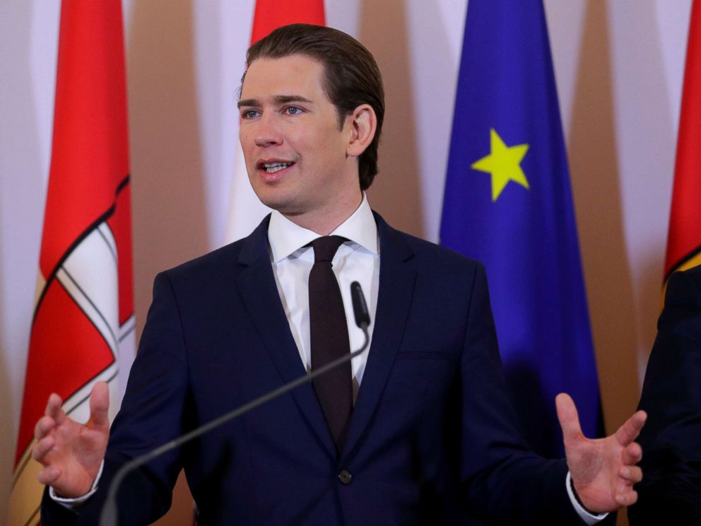 PHOTO: Austrias Chancellor Sebastian Kurz addresses the media after a cabinet meeting in Vienna, April 4, 2018.