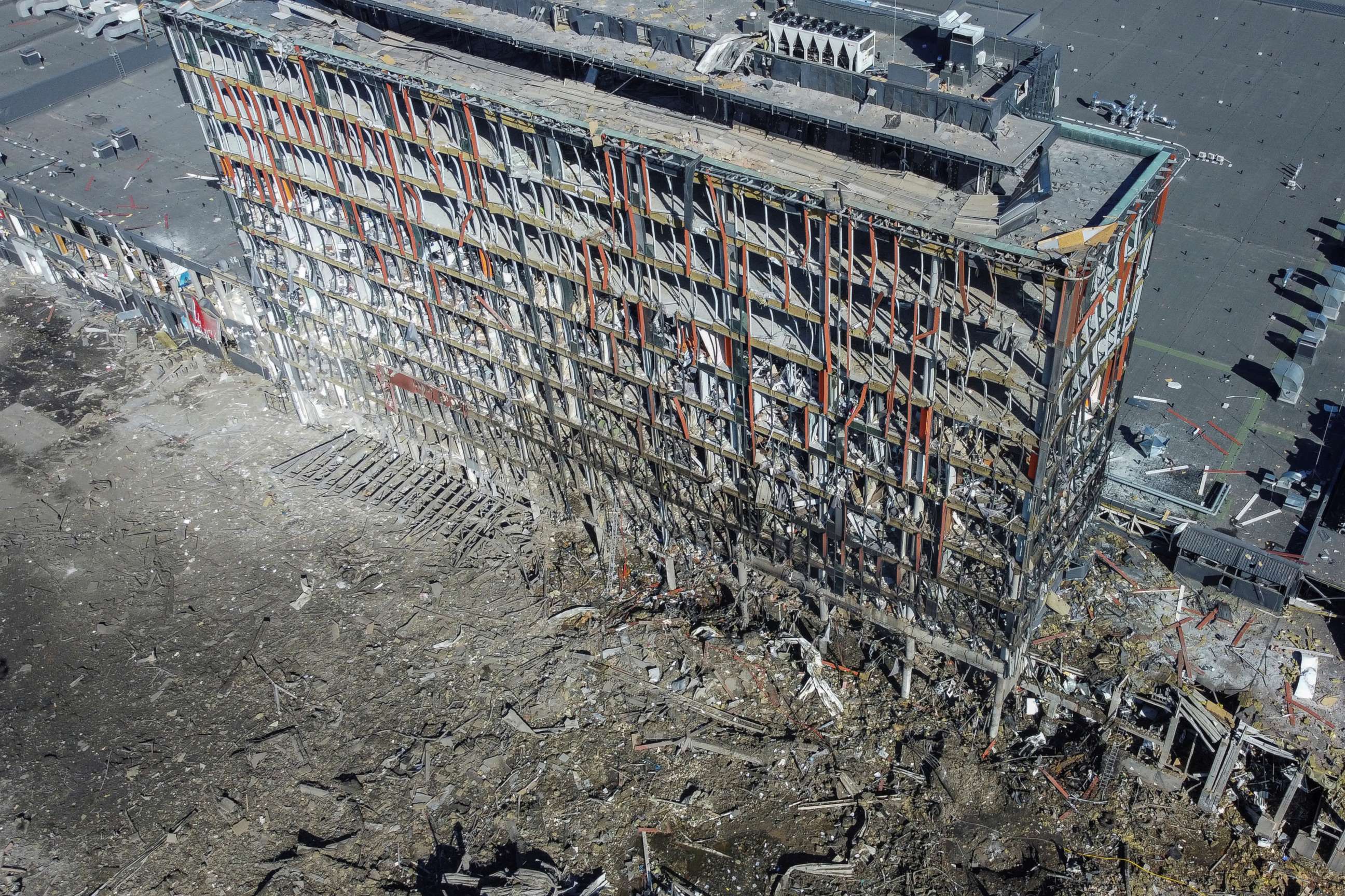 PHOTO: A shopping center in Kyiv, Ukraine, after a Russian airstrike, March 21, 2022.