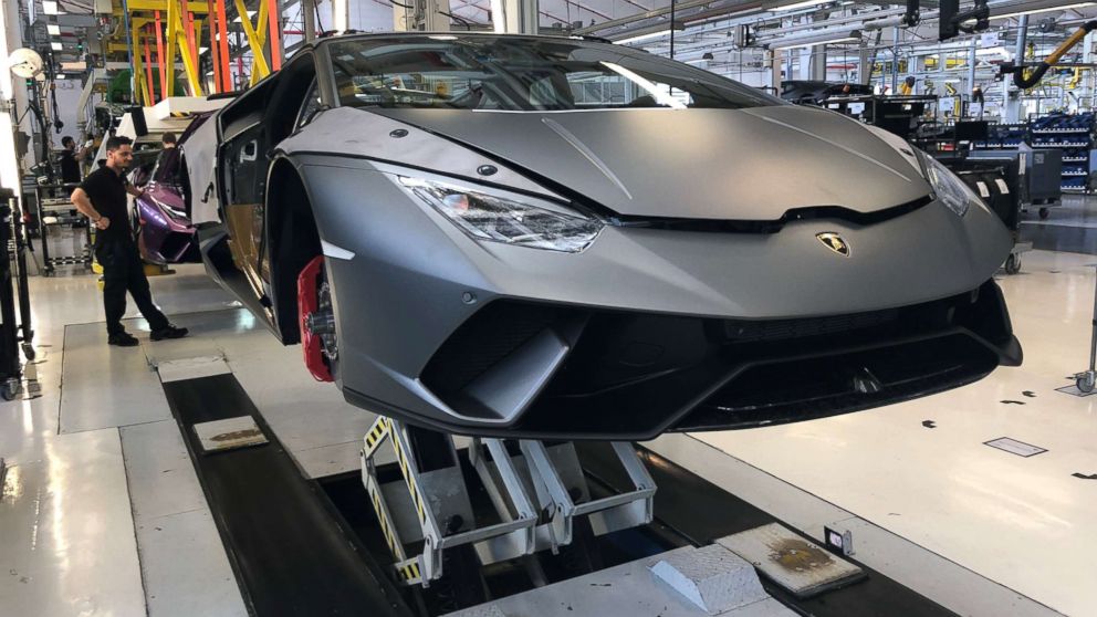 Every Lamborghini vehicle is assembled by hand. Shown here is the V10 Huracan.