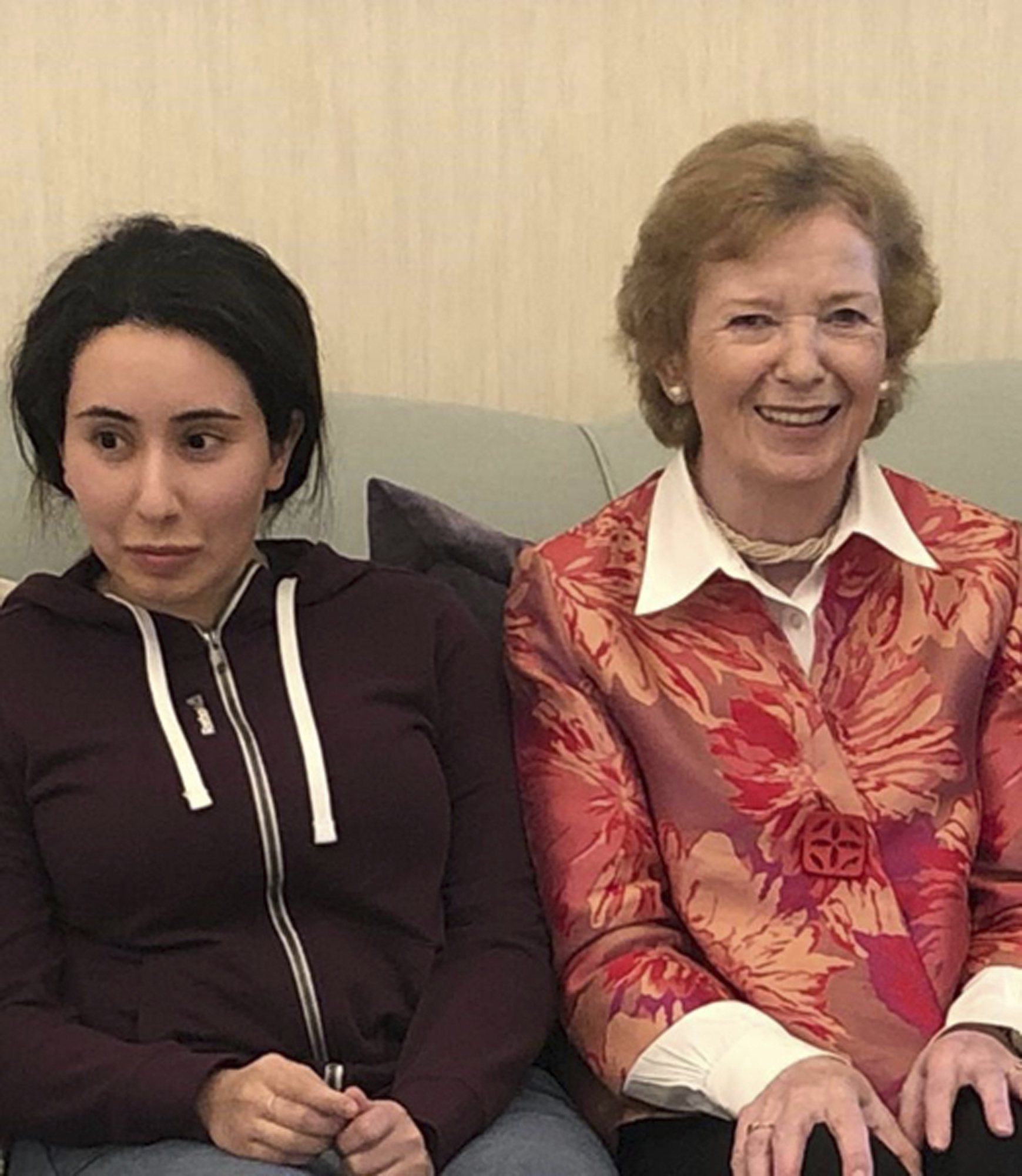 PHOTO: Sheikha Latifa bint Mohammed bin Rashid Al Maktoum meets Mary Robinson, a former United Nations High Commissioner for Human Rights and former president of Ireland, in Dubai, United Arab Emirates, Dec. 15, 2018.