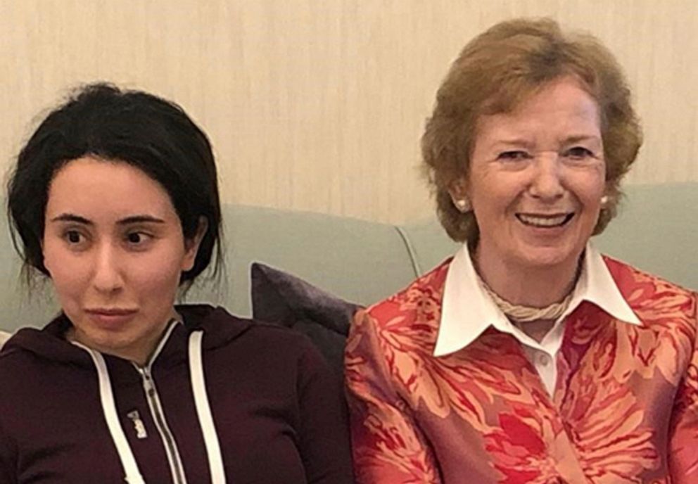PHOTO: Sheikha Latifa bint Mohammed bin Rashid Al Maktoum meets Mary Robinson, a former United Nations High Commissioner for Human Rights and former president of Ireland, in Dubai, United Arab Emirates, Dec. 15, 2018.