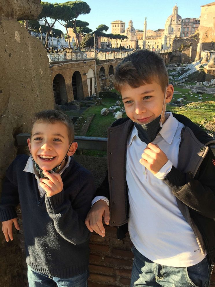 PHOTO: Luca, 6, and his brother Leo, 9, in Rome.