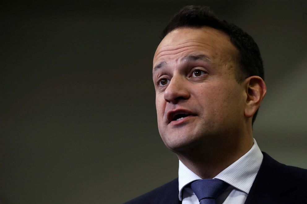 PHOTO: Irish Prime Minister Leo Varadkar speaks at a count centre, during Ireland's national election, in Citywest, Ireland, Feb. 9, 2020.