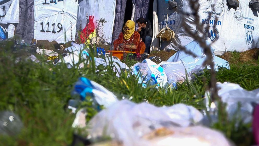 PHOTO: Some 300 migrants and refugees live in tents in an olive grove outside of the Moria camp on the Greek island of Lesbos.