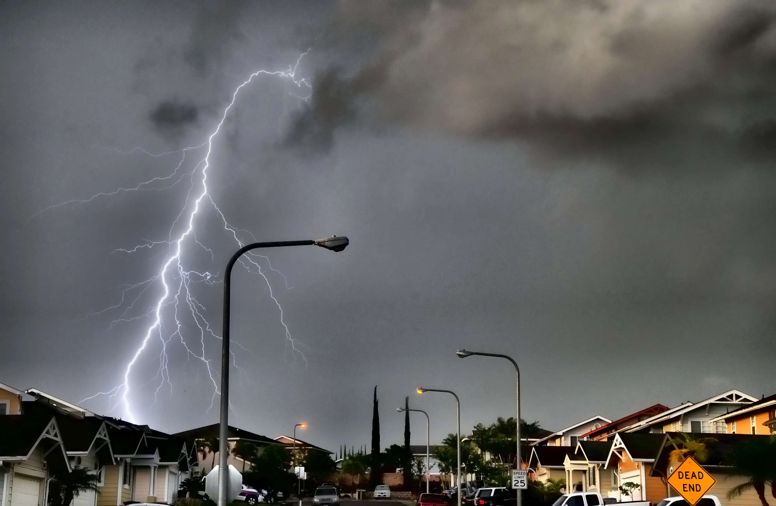 PHOTO: A lightning bolt strikes in Hawaii in this stock photo.