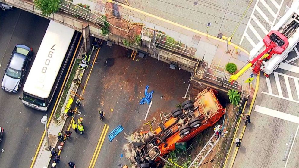 PHOTO: A truck is pictured at the scene of a crash in Union City, N.J., July 3, 2019.