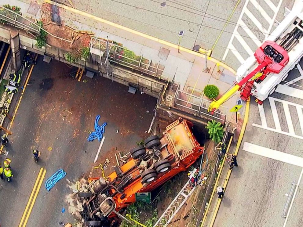 PHOTO: A truck is pictured at the scene of a crash in Union City, N.J., July 3, 2019.