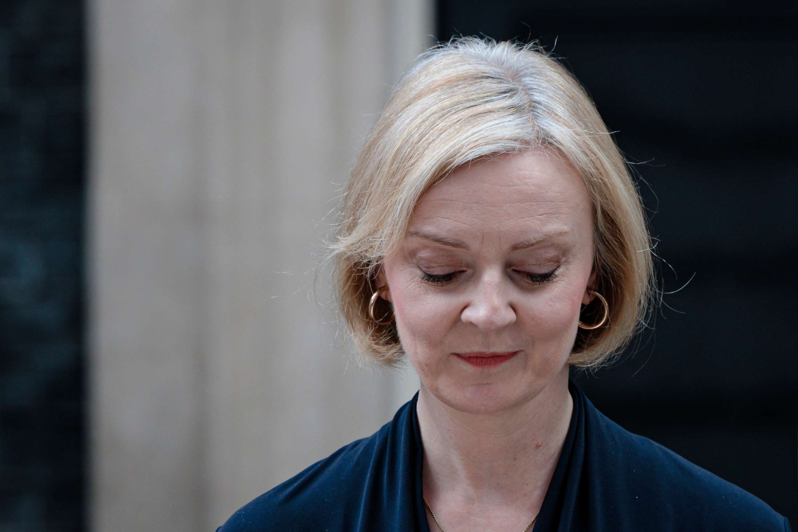 PHOTO: Prime Minister Liz Truss delivers her resignation speech at Downing Street on Oct. 20, 2022, in London.