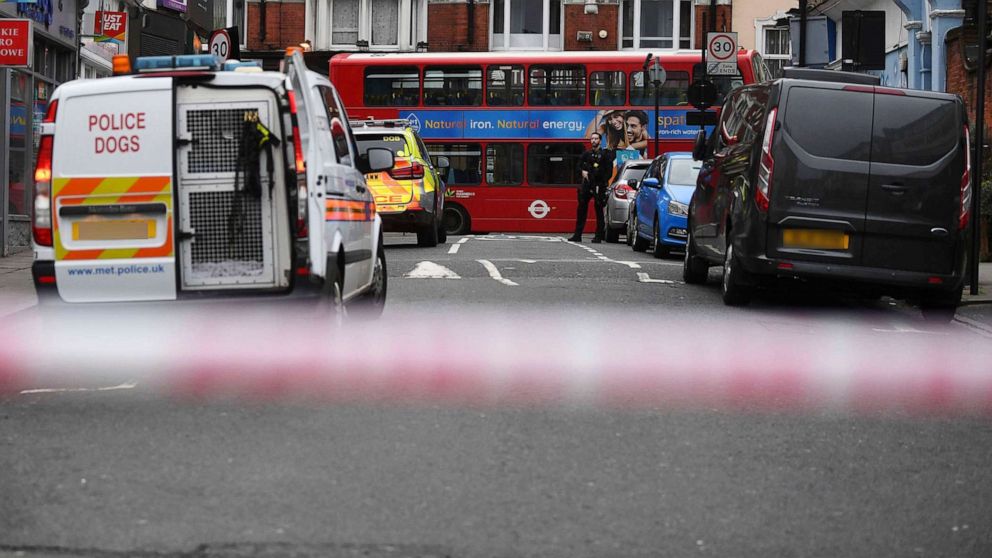 PHOTO: Police at the scene after an incident in Streatham, London, Feb. 2, 2020. 