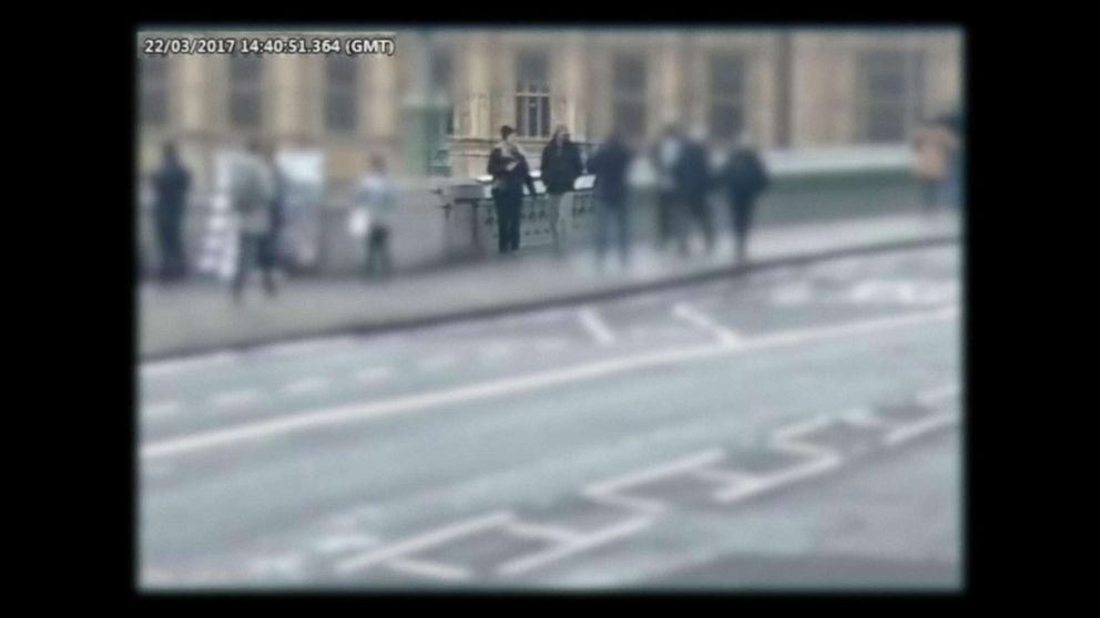 PHOTO: Security camera footage shows Melissa and Kurt Cochran walking on London's Westminster Bridge on March 22, 2017.