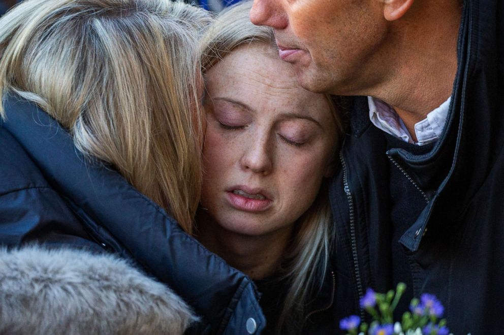 PHOTO: Mourners take part in a vigil and one-minute silence on Dec. 2, 2019, in Cambridge, U.K., in honor of former Cambridge University students Jack Merritt and Saskia Jones who died in the incident near London Bridge on Nov. 30, 2019.