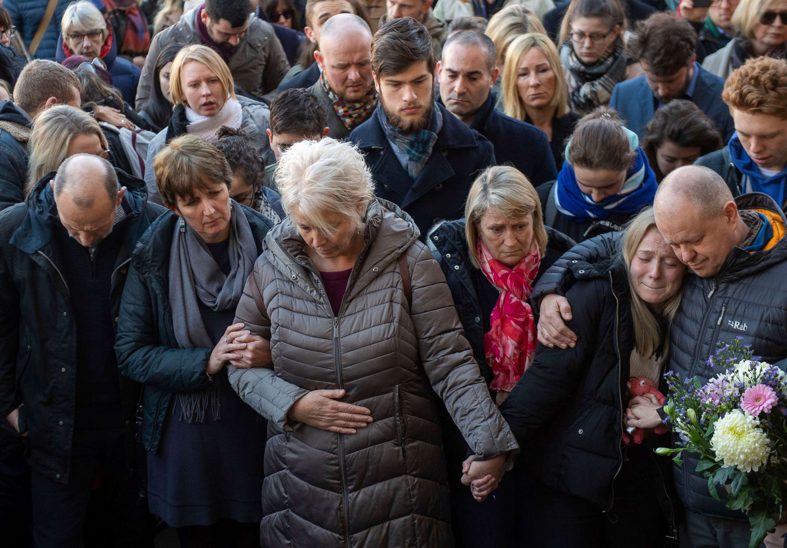 PHOTO: The family of Jack Merritt take part in a vigil at The Guildhall to honor him and Saskia Jones, in Cambridge, England, Dec. 2, 2019.