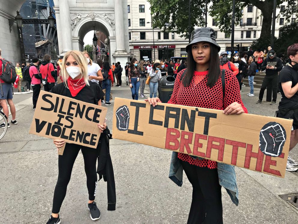 PHOTO: Protesters told ABC News that had also gathered to protest racism in the U.K.