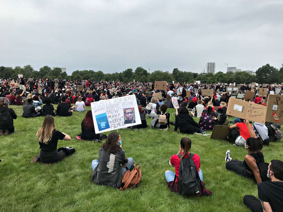 PHOTO: Thousands of protesters gathered in London's Hyde Park to protest the death of George Floyd.