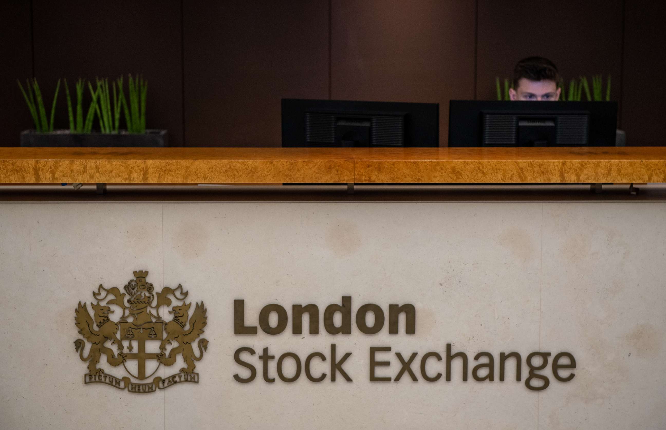 PHOTO: A reception desk at London Stock Exchange in London, Aug. 29, 2019.