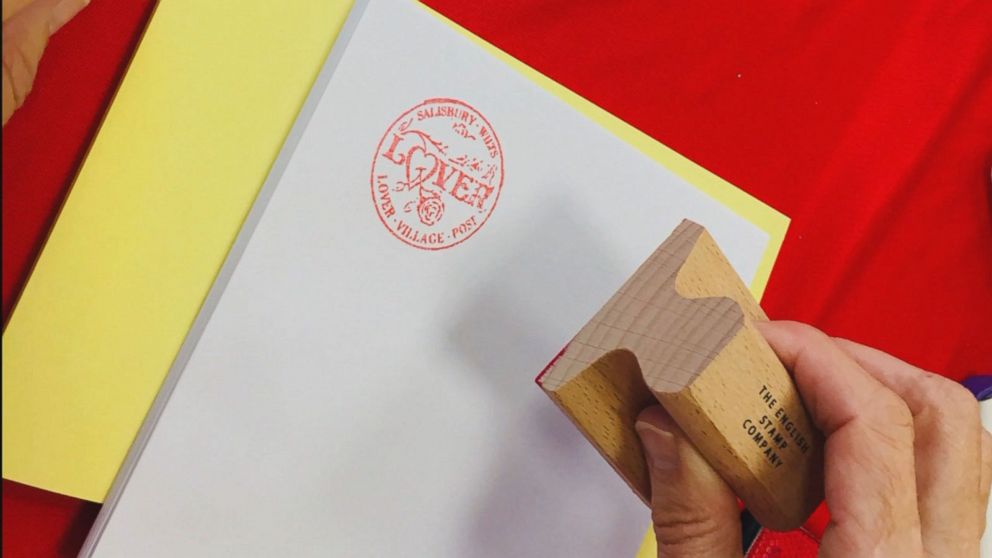 PHOTO: A post office in the English village Lover allows visitors to get their Valentine's Day cards stamped with an official Lover "cachet" stamp.