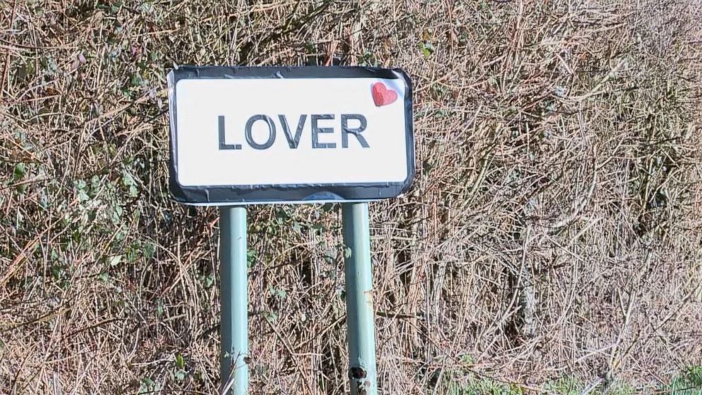 PHOTO: A pop-up post office in the English village Lover allows visitors to get their Valentine's Day cards stamped with an official Lover "cachet" stamp.