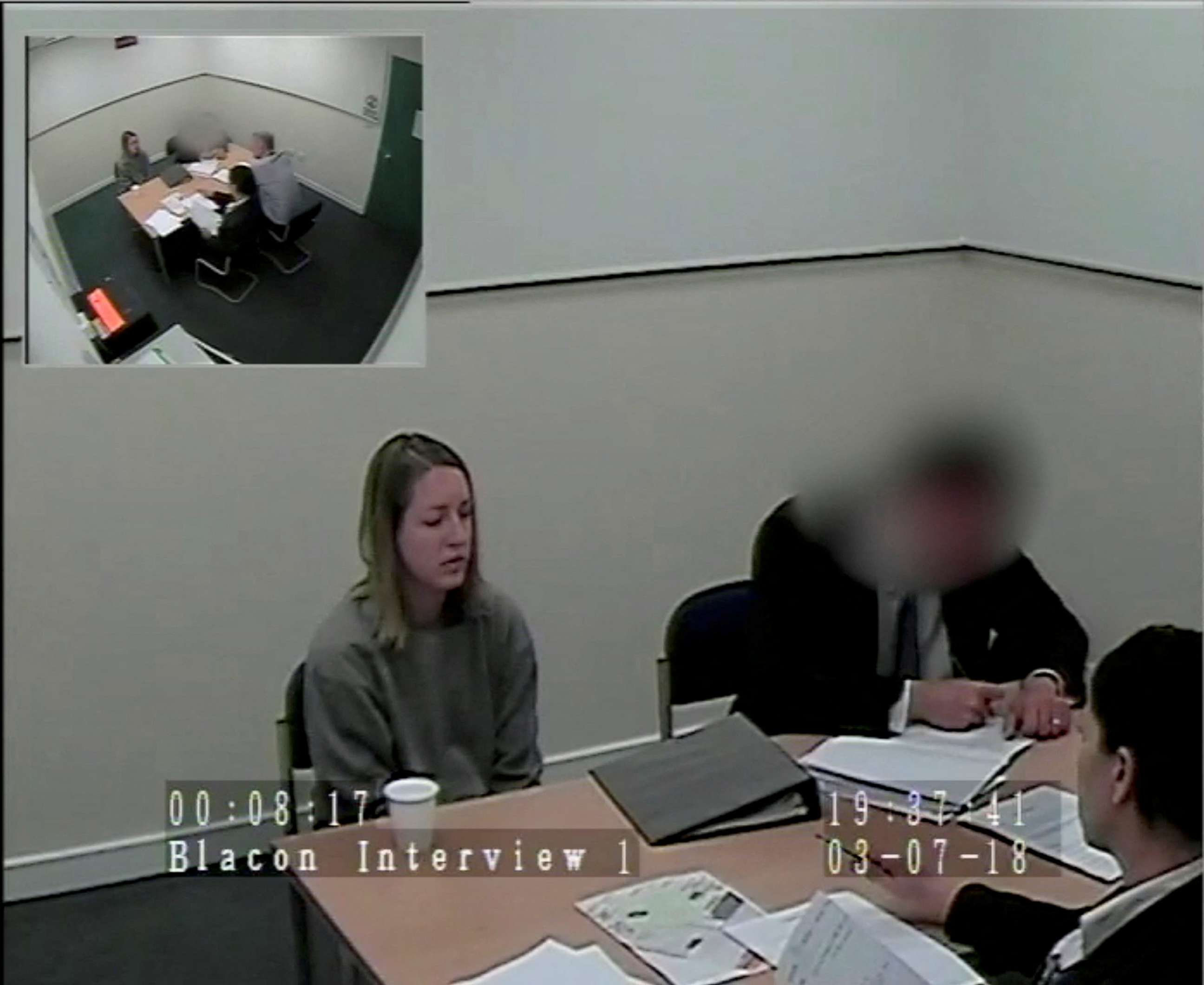 PHOTO: Lucy Letby, who was found guilty of the murder of seven babies, speaks during her interrogation, in Chester, Britain, in this screengrab obtained from an undated Handout video obtained by Reuters on August 17, 2023.