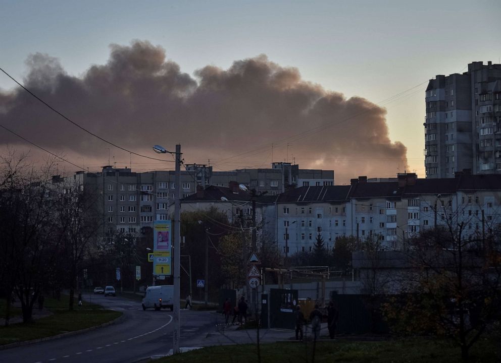 PHOTO: A smoke rises over the city of Lviv after Russian missile strikes, Nov. 15, 2022, in Ukraine.