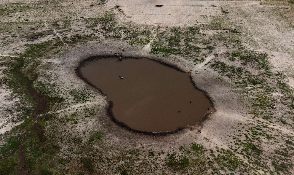 PHOTO: A small lake is seen from above in the Antanimora commune, Madagascar, Feb. 12, 2022.