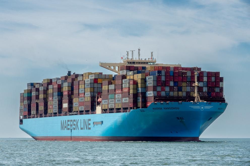 PHOTO: Container vessel Maersk Hangzhou sails in the Wielingen channel, Westerschelde, Netherlands, July 15, 2018.