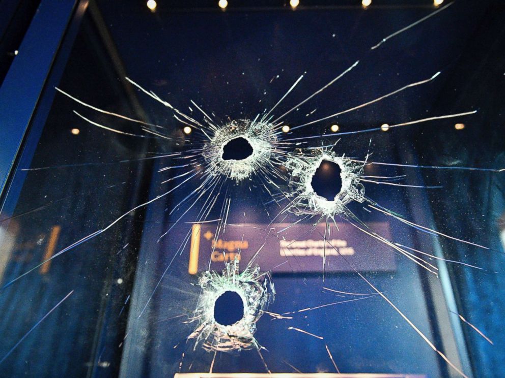 PHOTO: Hammer holes in the glass case that housed the Magna Carta, at Salisbury Cathedral in Salisbury, England, Oct. 26, 2018.
