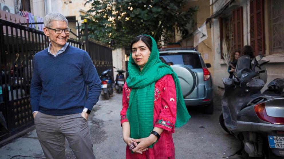 PHOTO: Activist and Nobel Peace Prize Laureate Malala Yousafzai and Apple CEO Tim Cook are collaborating on education for women and girls. The two met to discuss the effort with ABC’s Terry Moran in Beirut, Lebanon, Jan. 20, 2018.