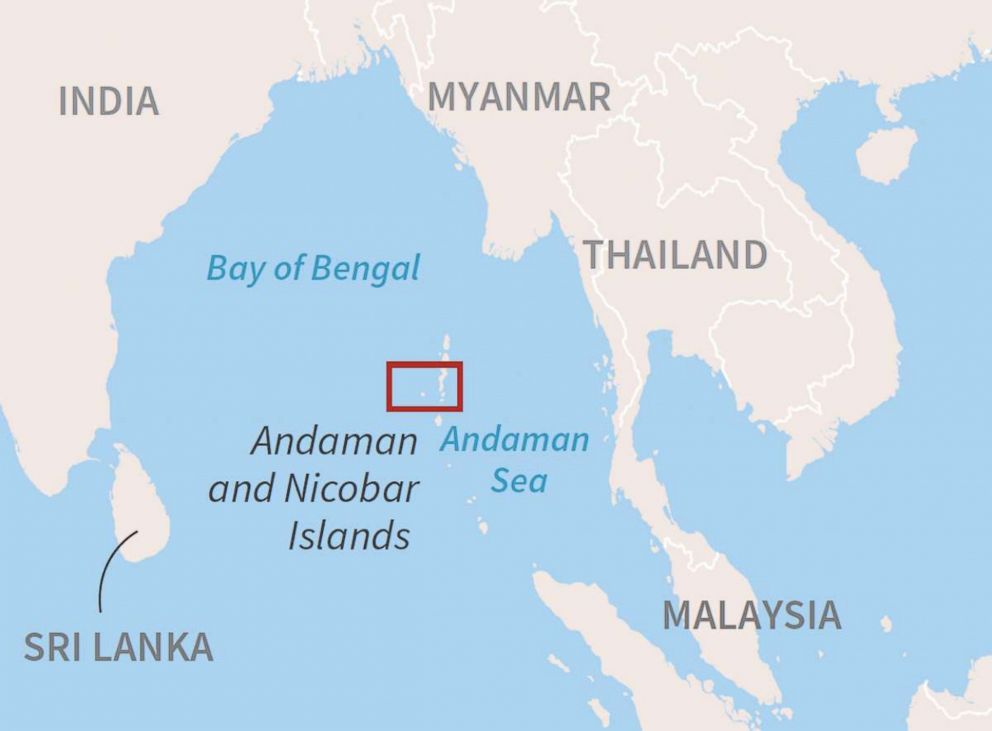 PHOTO: A map created by AFP locates the Andaman and Nicobar Islands where American tourist John Chau was killed.