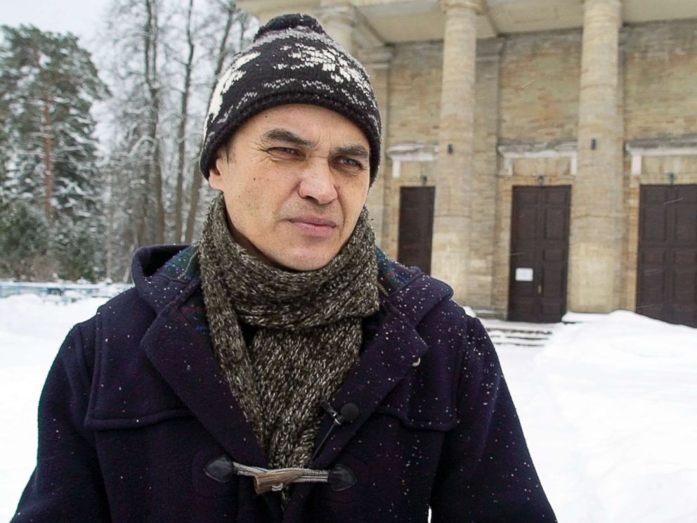 PHOTO: In this image taken from video, Feb. 18, 2018, Marat Mindiyarov, a former internet troll, speaks to journalists in St.Petersburg, Russia.