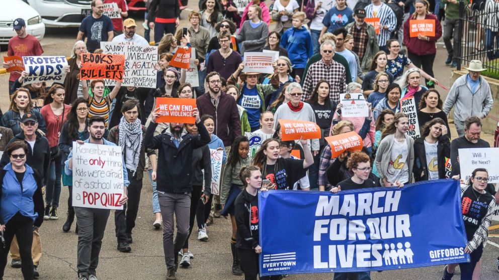PHOTO: Demonstrators attend a March For Our Lives rally in Oxford, Miss., March 24, 2018. 