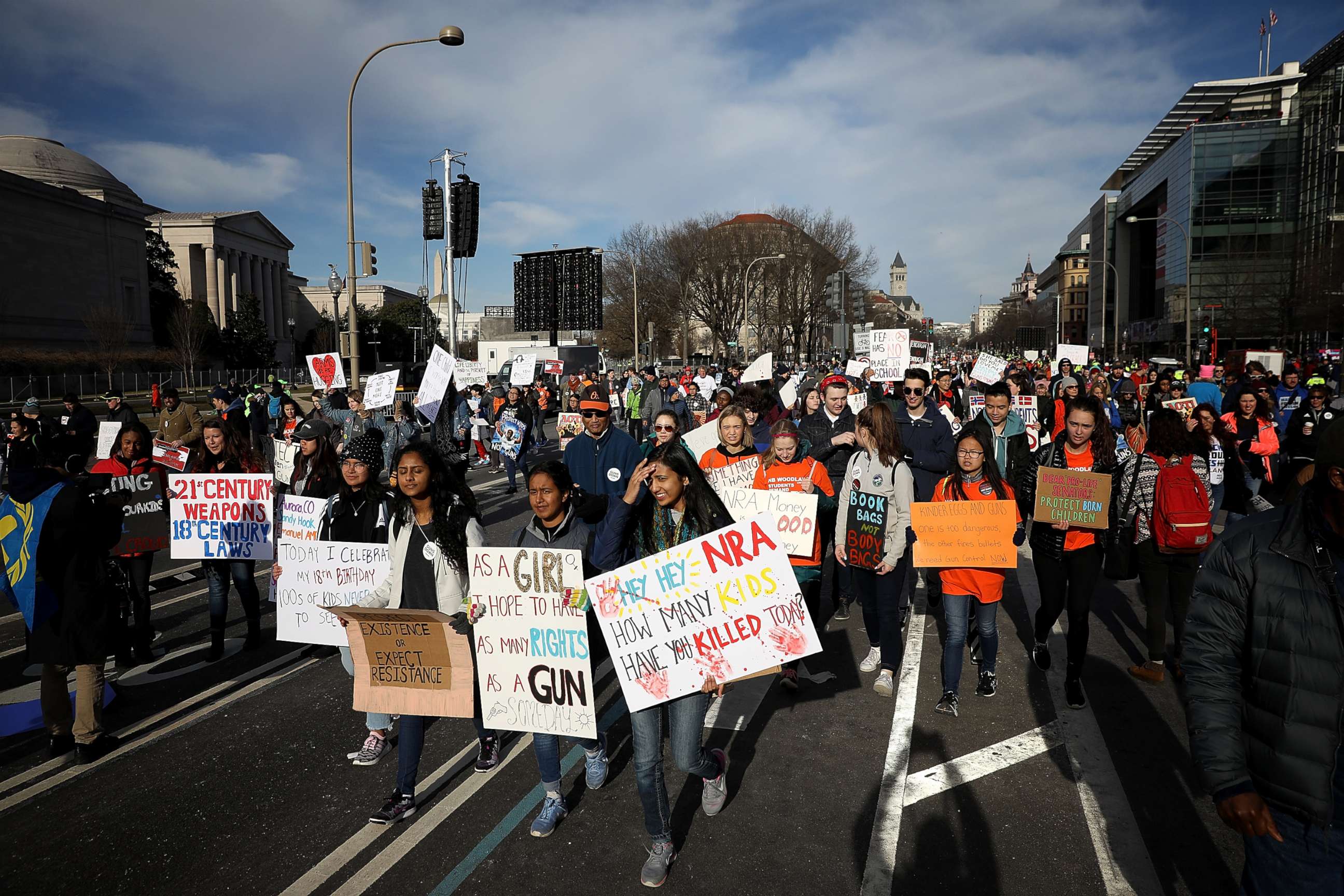 PHOTO: Protesters arrive for the March for Our Lives rally, March 24, 2018 in Washington, D.C.