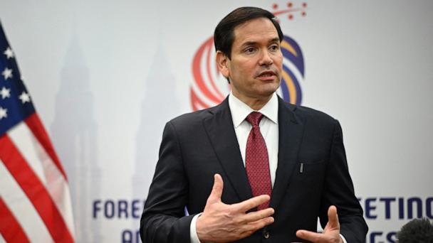 Secretary of State Marco Rubio takes part in a media briefing during the 58th Association of Southeast Asian Nations (ASEAN) Foreign Ministers' meeting and related meetings at the Convention Centre in Kuala Lumpur on July 10, 2025.