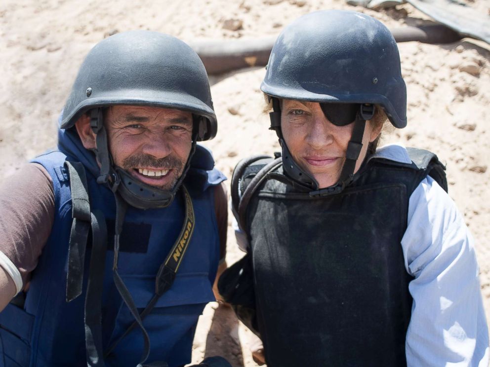PHOTO: The documentary "Under the Wire" looks at the careers of war correspondent Marie Colvin and her photographer Paul Conroy, pictured here in Misrata, Libya, in 2011.