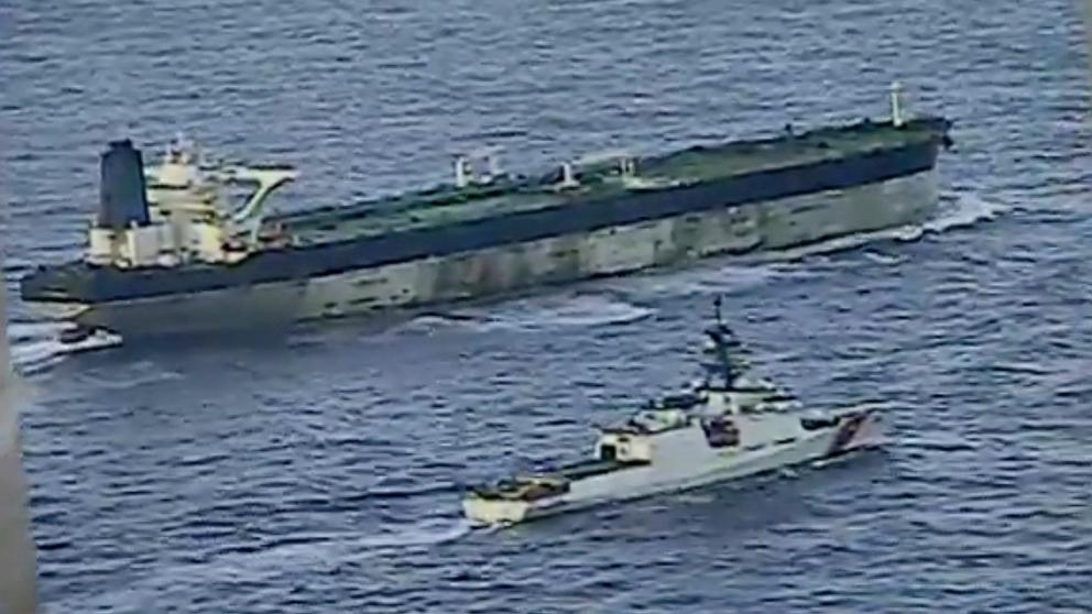 PHOTO: The U.S. Coast Guard seizes the oil tanker Marinera, formally known as the M/V Bella 1 in the North Atlantic, Jan. 7, 2026.