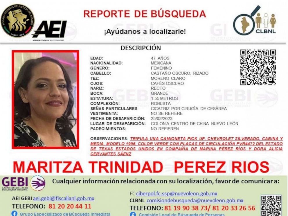 PHOTO: A missing poster for Maritza Trinidad Perez Rios