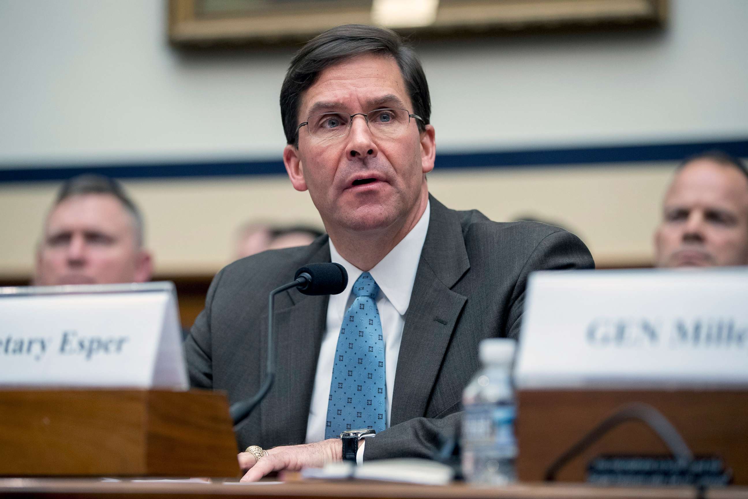 PHOTO: In this April 2, 2019, file photo, Secretary of the Army Mark Esper speaks during a House Armed Services Committee budget hearing on Capitol Hill in Washington, D.C.