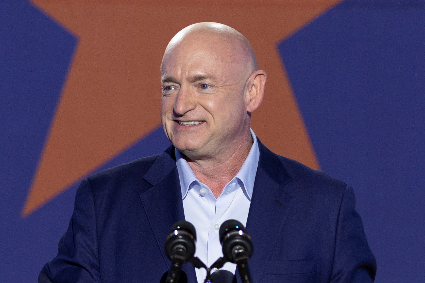 PHOTO: Democratic Senate candidate Mark Kelly speaks at an election campaign party in Tucson, Arizona, Nov. 3, 2020.