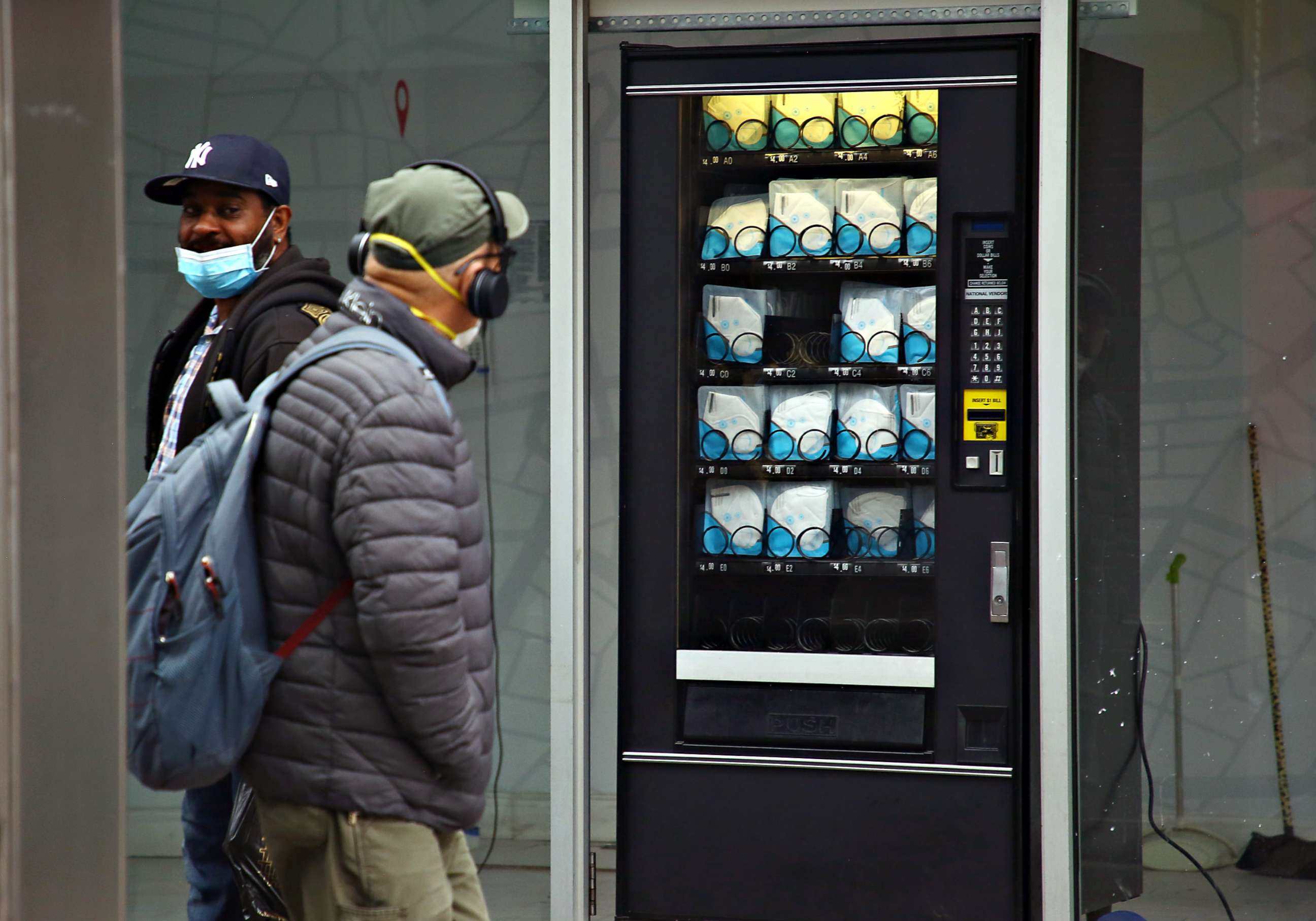 PHOTO: Medical mask vending machine debuts in New York City, Apr 29, 2020.