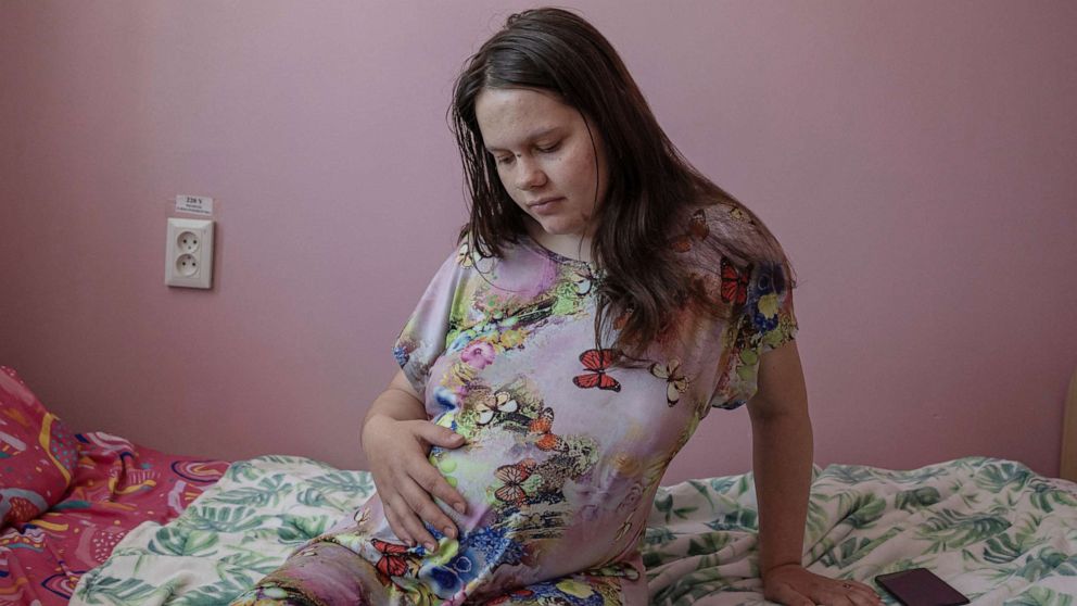 PHOTO: Pregnant Viktoriya Sokolovska, 16, sits inside Pokrovsk maternity hospital, Donetsk region, eastern Ukraine, June 28, 2022.