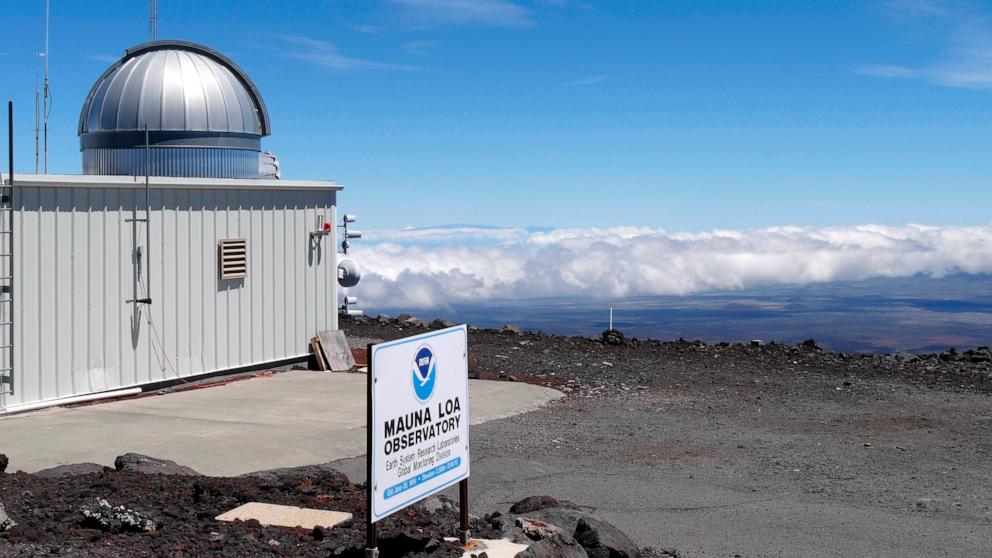 PHOTO: The Mauna Loa Atmospheric Baseline Observatory, high atop Hawaii's largest mountain in order to sample well-mixed background air free of local pollution.