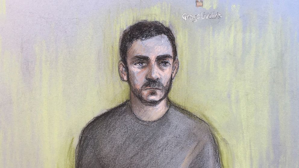 PHOTO: A court sketch by Elizabeth Cook shows lorry driver Maurice Robinson, 25, at Chelmsford Magistrates' Court in England, on Oct. 28, 2019.