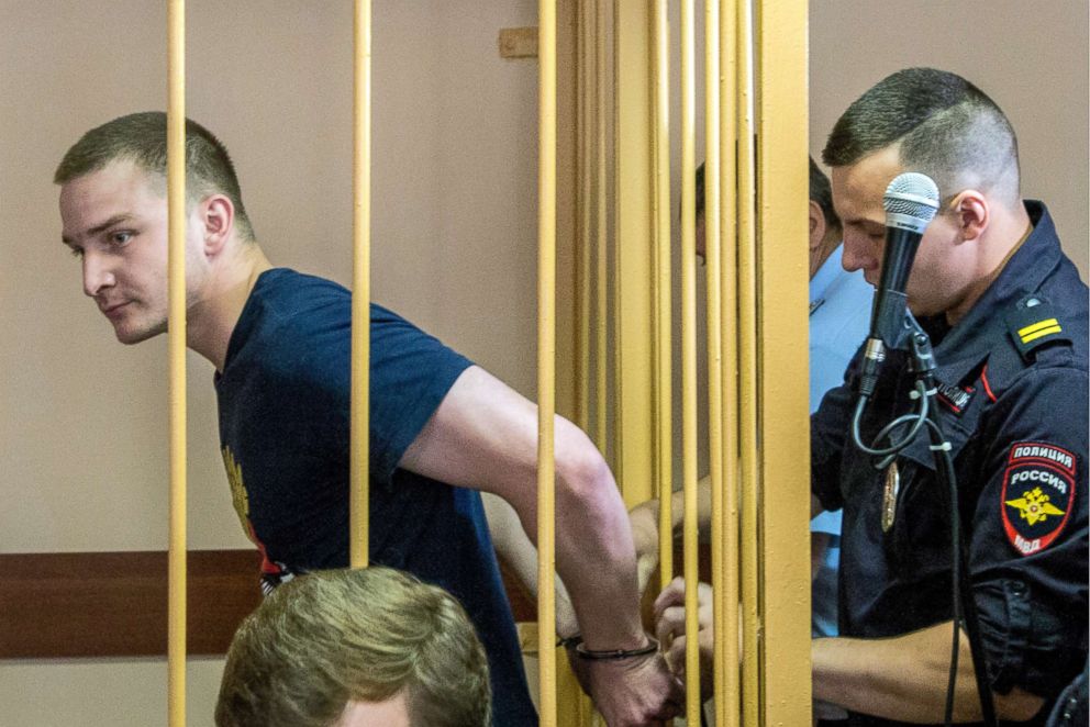 PHOTO: Maxim Yablokov, a senior correctional officer at No1 Yaroslavl Correctional Facility, attends a hearing at Yaroslavl's Zavolzhsky District Court into an application for a warrant to arrest him, July 25, 2018, in Yaroslavl, Russia.