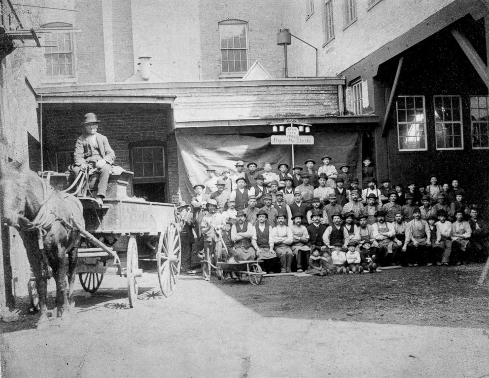 PHOTO: The first May Day occurred in 1886 when 80,000 industrial workers in Chicago went on strike demanding an 8-hour workday.