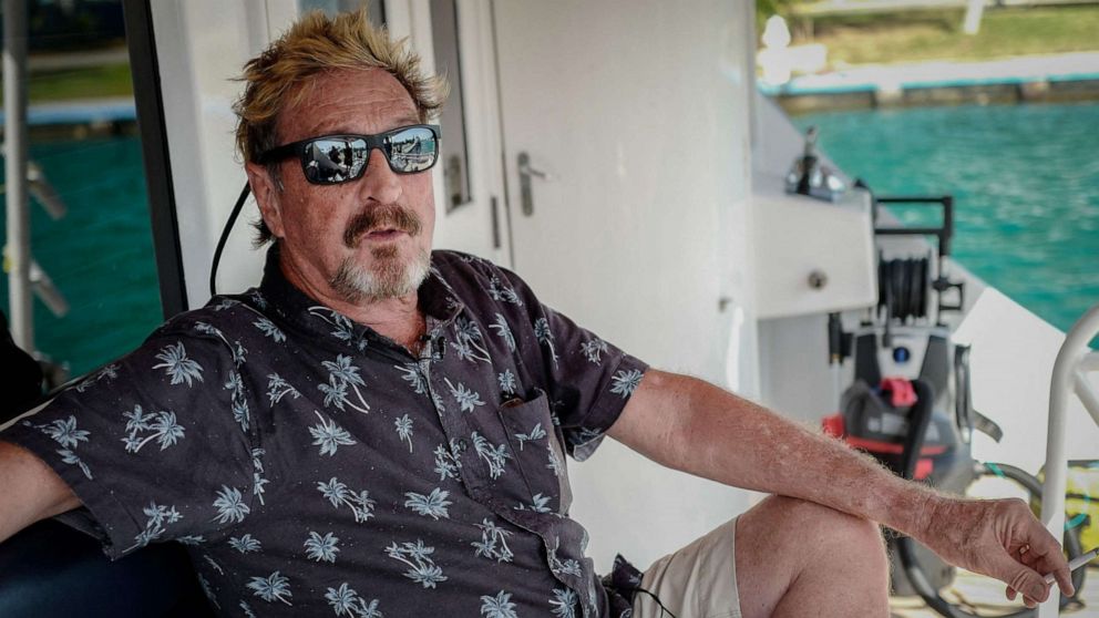 PHOTO: Millionaire John McAfee gestures during an interview with AFP on his yacht anchored at the Marina Hemingway in Havana, July 4, 2019.