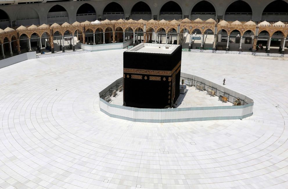 PHOTO: General view of Kaaba at the Grand Mosque which is almost empty of worshippers, after Saudi authority suspended umrah (Islamic pilgrimage to Mecca) amid the fear of coronavirus outbreak, at Muslim holy city of Mecca, Saudi Arabia, March 6, 2020.